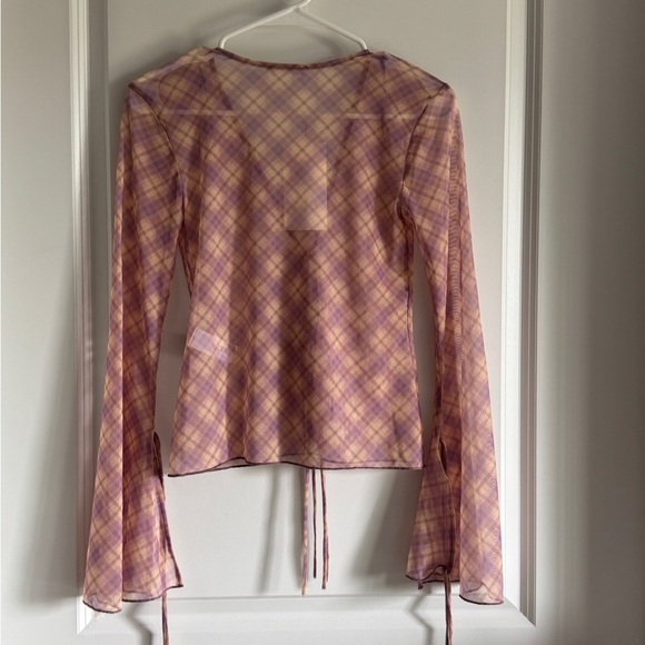 Zara Pink Checkered Maxi skirt and Flared Sleeves top - Picture 3 of 10